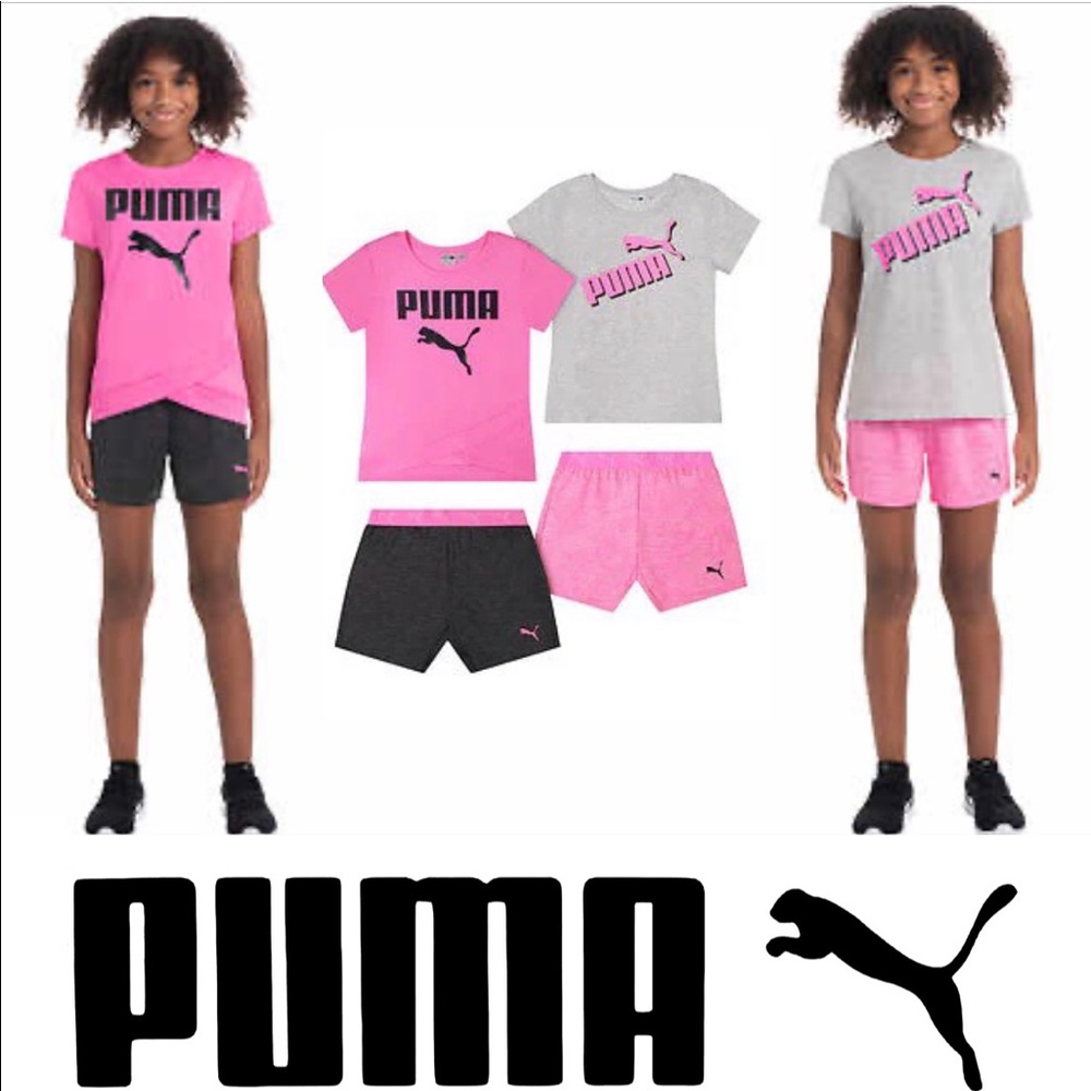 PUMA 4 Piece Short Set Shirt + Shorts Matching Active Set NWT Back to School